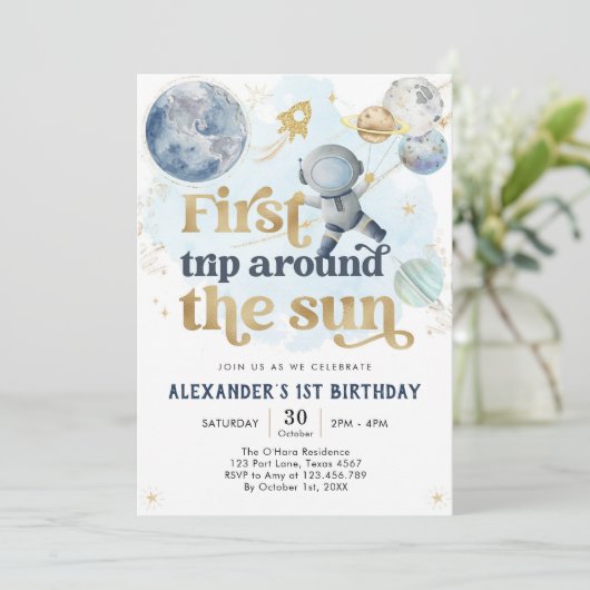 Outer Space First Trip Around the Sun 1st Birthday 招待状 (スタンド正面)