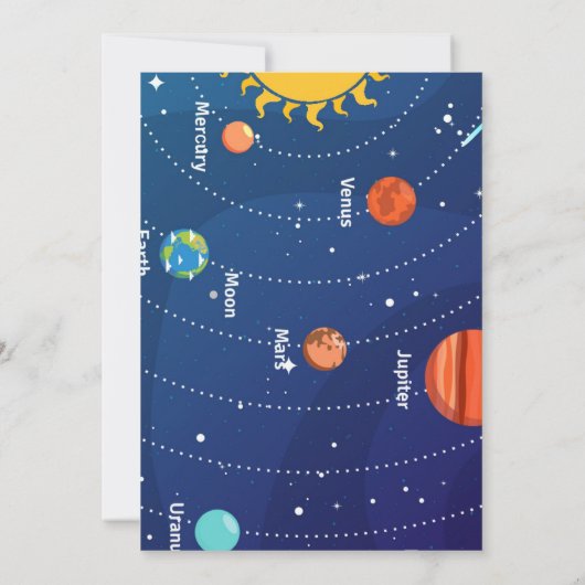 Outer Space First Trip Around the Sun 1st Birthday 招待状 (裏面)