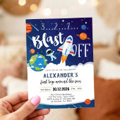 Outer Space First Trip Around the Sun 1st Birthday 招待状