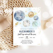 Outer Space First Trip Around the Sun 1st Birthday 招待状