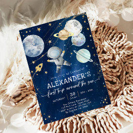 Outer Space First Trip Around the Sun 1st Birthday 招待状