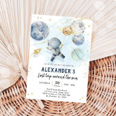 Outer Space First Trip Around the Sun 1st Birthday 招待状