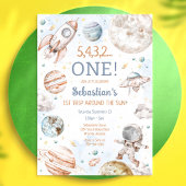 Outer Space First Trip Around The Sun 1st Birthday 招待状