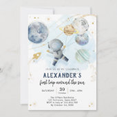 Outer Space First Trip Around the Sun 1st Birthday 招待状 (正面)