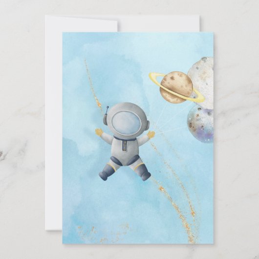 Outer Space First Trip Around the Sun 1st Birthday 招待状 (裏面)