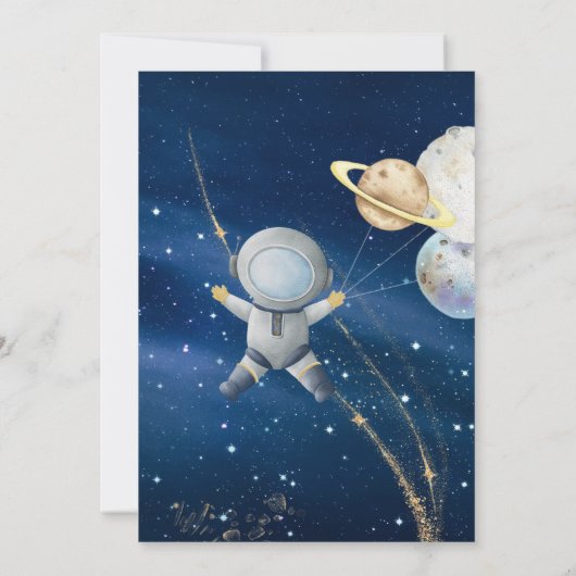 Outer Space First Trip Around the Sun 1st Birthday 招待状 (裏面)