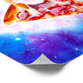 Outer Space Galaxy Dog Riding Pizza ポスター (角)