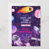 Outer space girl theme invitation 招待状 (正面)