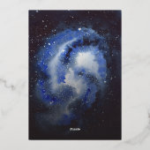 Outer Space Houston We Have a Boy ベビーシャワー 箔招待状 (裏面)