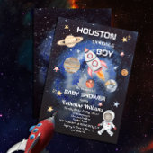 Outer Space Houston We Have a Boy 赤ちゃん歓迎会 招待状
