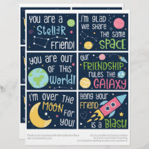 Outer Space Kids Classroom Valentine's Dayカード（6枚）