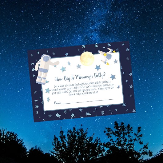 Outer Space Mommy's Belly Sizeシャワーゲーム |白 エンクロージャーカード