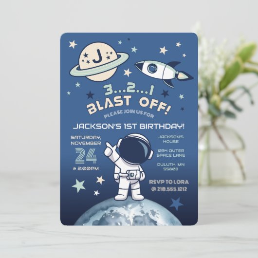 Outer Space Out of this World 1st Birthday 招待状 (スタンド正面)