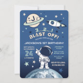 Outer Space Out of this World 1st Birthday 招待状 (正面)