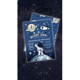 Outer Space Out of this World 1st Birthday 招待状