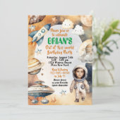 Outer Space Out of this World Birthday with Photo 招待状 (スタンド正面)