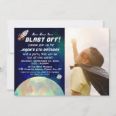 Outer Space Photo Any Age誕生日招待状 招待状 (正面)