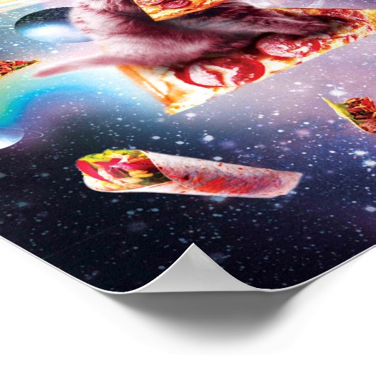 Outer Space Pizza Cat - Rainbow Laser, Taco, Burri ポスター (角)