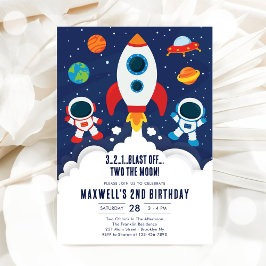 Outer Space Planets Astronaut Boy Birthday 招待状