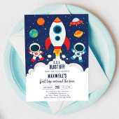 Outer Space Planets Astronaut Boy Birthday 招待状