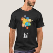 Outer space planets love spaceman balloon spacema tシャツ (正面)