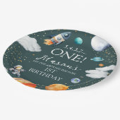 Outer Space Rocket 1st Birthday ペーパープレート (アングル)
