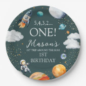 Outer Space Rocket 1st Birthday ペーパープレート (正面)