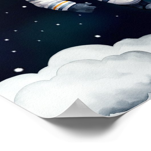 Outer Space Rocket Astronaut 1st Birthday Welcome ポスター (角)