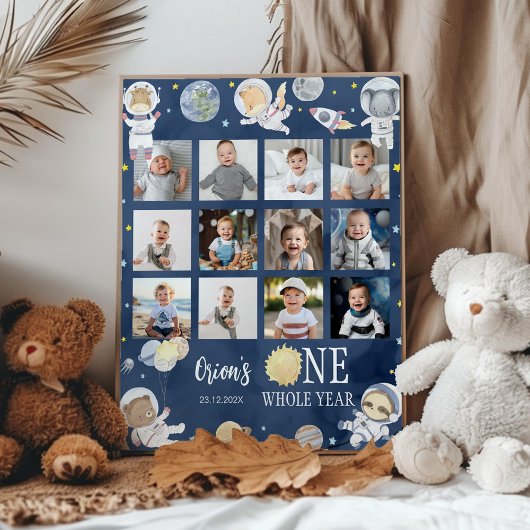 Outer Space Safari誕生日フォトマイルストーン ポスター