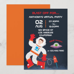 Outer Space Themed Virtual Birthday Partyの写真 招待状