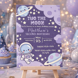 outer space Two The Moon 2nd birthday boy 招待状