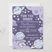 outer space Two The Moon 2nd birthday boy 招待状 (正面)