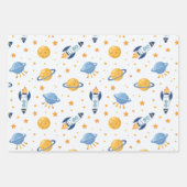 outer space Wrapping Paper Flat Sheet Set of 3 ラッピングペーパーシート (正面)