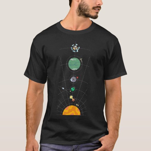 Outer Wilds Hearthianシステムマップ Tシャツ (正面)