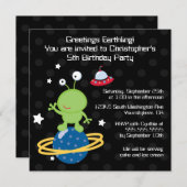 Outerspaceの外国の男の子の誕生日のパーティの招待状 招待状 (正面/裏面)