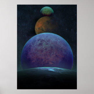 Outerspace Art Poster Planetsムーンアートムーンガラー ポスター