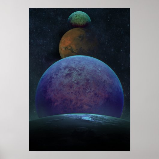 Outerspace Art Poster Planetsムーンアートムーンガラー ポスター (正面)
