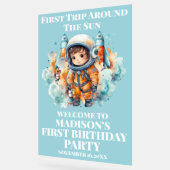 Outerspace Planetsブルーボーイファースト誕生日へようこそ アクリルサイン (傾斜)