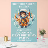 Outerspace Planetsブルーボーイファースト誕生日へようこそ アクリルサイン (ウェディング)