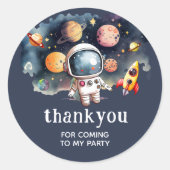 Outerspace Planets Blue Thank You Sticker ラウンドシール (正面)