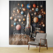 Outerspace Planets First誕生日セルフィー駅 タペストリー (インサイチュ)