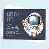 Outerspace Save the Date Blue 1st Birthday 招待状