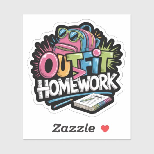 Outfit Over Homework Funny Graffiti シール (シート)