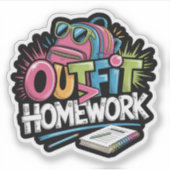 Outfit Over Homework Funny Graffiti シール (正面)