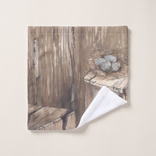 Outhouse Bird Nest w/Eggs Color Designed Washcloth ウォッシュタオル (ウォッシュタオル)