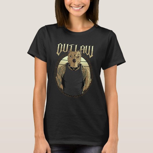 Outlaw American Pit Bull Terrier Tattooed Dog Pitb Tシャツ (正面)