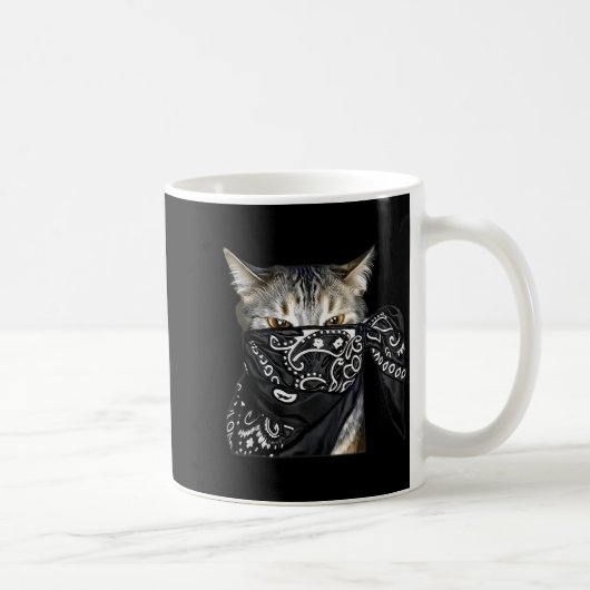 Outlaw Cat Funny Gangster Cat With Bandana コーヒーマグカップ (右)