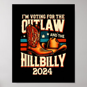 Outlaw Hilbilly 2024米国選挙日カウボーイシューズ ポスター