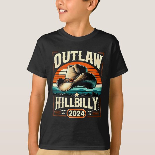 Outlaw Hilbilly 2024米国選挙日カウボーイハット Tシャツ (正面)