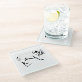 Outline Bulldog Coasters ガラスコースター (アングル)